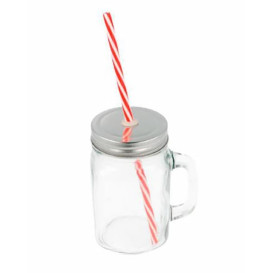 Pichet en Verre avec Couvercle et Paille 450 ml (24 Utés)