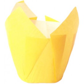 Cupcake vorm voering tulpvorm geel Ø5x4,2/7,2cm (135 stuks) 