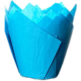 Cupcake vorm voering tulpvorm blauw Ø5x5/8cm (2000 stuks)