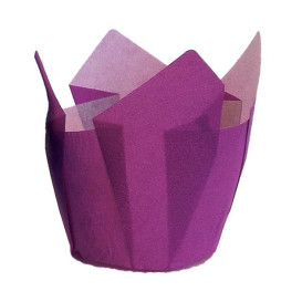 Cupcake vorm voering tulpvorm paars Ø5x5/8cm (125 stuks) 