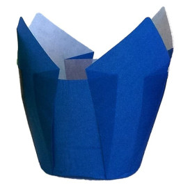 Cupcake vorm voering tulpvorm blauw Ø5x5/8cm (125 stuks) 