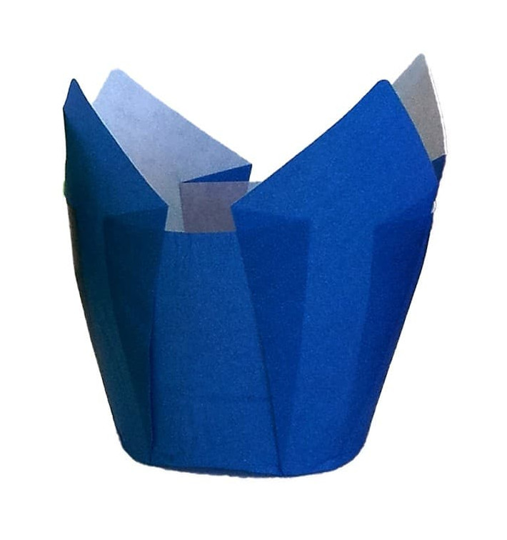 Cupcake vorm voering tulpvorm blauw Ø5x5/8cm (2000 stuks) Cupcake vorm voering tulpvorm blauw Ø5x5/8cm (2000 stuks)