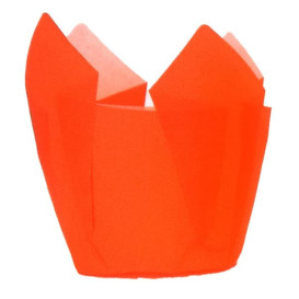 Cupcake vorm voering tulpvorm oranje Ø5x5/8cm (125 stuks) 