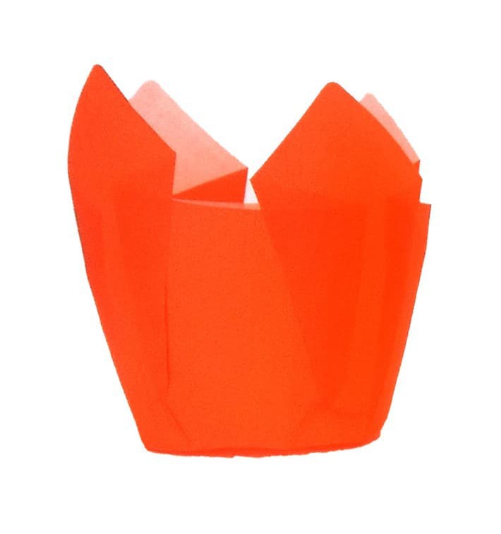 Cupcake vorm voering tulpvorm oranje Ø5x5/8cm (125 stuks) 