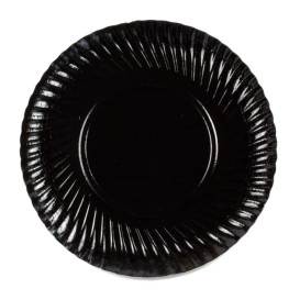 Assiette ronde en Carton Noir 250 mm (100 Unités)