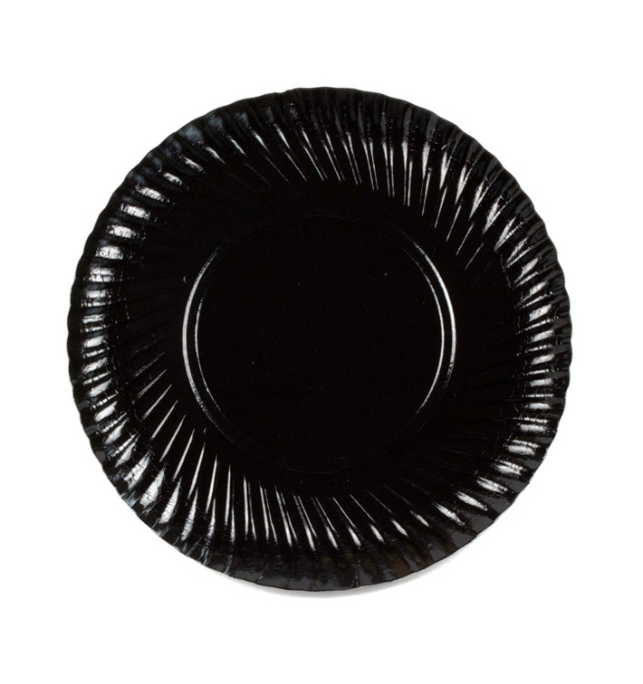 Assiette ronde en Carton Noir 250 mm (100 Unités)