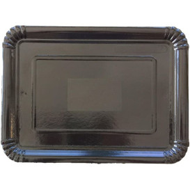 Plat rectangulaire en Carton Noir 18x24 cm (100 Unités)