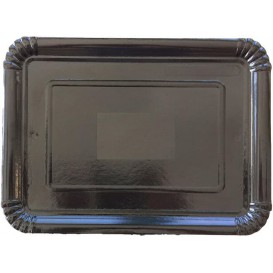 Plat rectangulaire en Carton Noir 22x28 cm (100 Unités)