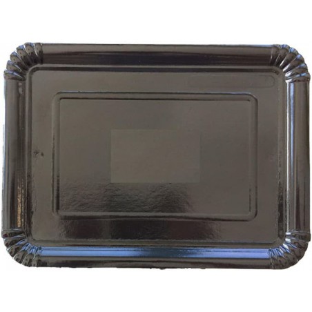 Plat rectangulaire en Carton Noir 28x36 cm (100 Unités)