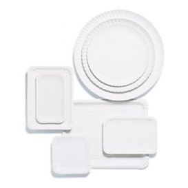 Plat rectangulaire en Carton Blanc 14x21 cm (100 Unités)