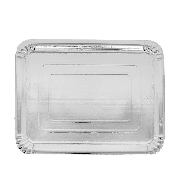 Plat rectangulaire en Carton Argenté 16x22 cm (100 Unités)