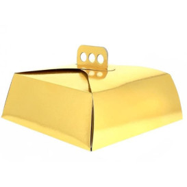 Papieren cake doosje Vierkant goud 15x22x8cm (100 stuks)