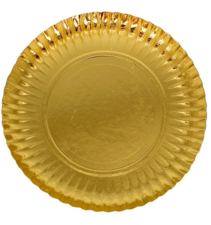 Papieren bord Rond vormig goud 41cm (25 stuks) Papieren bord Rond vormig goud 41cm (25 stuks)