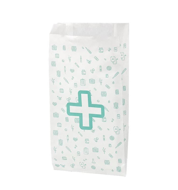 Sac Papier Blanc Pharmacie 14+7x27cm (125 Utés) Sac Papier Blanc Pharmacie 14+7x27cm (125 Utés)