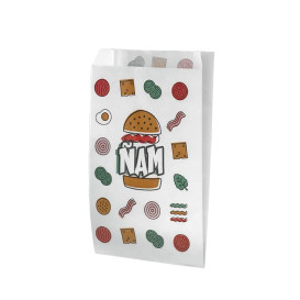 Papieren hamburgerbox Vetvrij Design 14+5x23cm (1000 stuks)