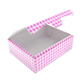 Papier bakkerij doos roze 18,2x13,6x5,2cm 500g (250 stuks)