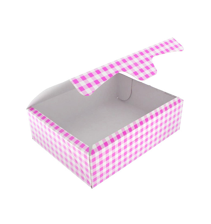 Papier bakkerij doos roze 18,2x13,6x5,2cm 500g (25 stuks)