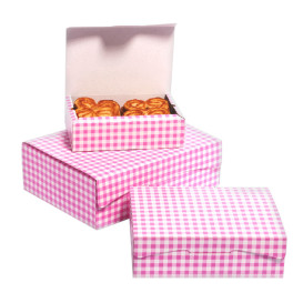 Papier bakkerij doos roze 18,2x13,6x5,2cm 500g (25 stuks)