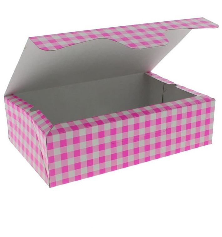 Papier bakkerij doos roze 17,5x11,5x4,7cm 250g (20 stuks)