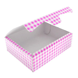 Papier bakkerij doos roze 20,4x15,8x6cm 1kg (20 stuks)