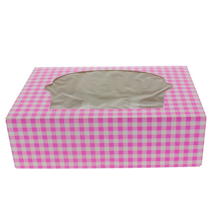 Boîte pour 6 Cupcakes Rose avec support (100 Unités) Boîte pour 6 Cupcakes Rose avec support (100 Unités)