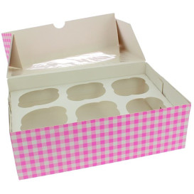 Papieren Cake vorm zak 6 Slots roze 24,3x16,5x7,5cm (100 stuks)