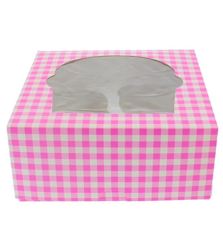 Boîte pour 4 Cupcakes Rose avec insert (20 Unités) Boîte pour 4 Cupcakes Rose avec insert (20 Unités)