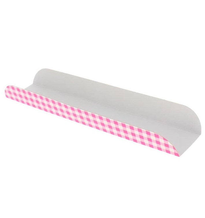Papieren dienblad voor een wafel Opening roze 30x6,1x3,2cm (100 stuks) Papieren dienblad voor een wafel Opening roze 30x6,1x3,2cm (100 stuks)
