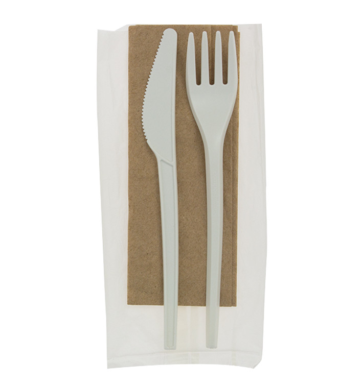 Kit Fourchette, Couteau, Serviette CPLA (10 Utés) Kit Fourchette, Couteau, Serviette CPLA (10 Utés)