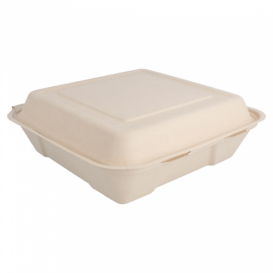 Suikerriet Gescharnierd Container "Menu Box" 22,5x22,5x7,5cm (50 stuks) 