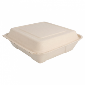 Suikerriet Gescharnierd Container "Menu Box" 22,5x22,5x7,5cm (50 stuks) 