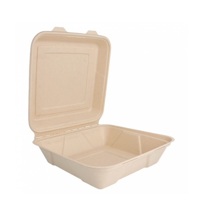 Boîte en Canne à Sucre Naturel 225x225x75mm (50 Utés) Boîte en Canne à Sucre Naturel 225x225x75mm (50 Utés)