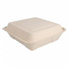 Suikerriet Gescharnierd Container "Menu Box" 22,5x22,5x7,5cm (200 stuks)