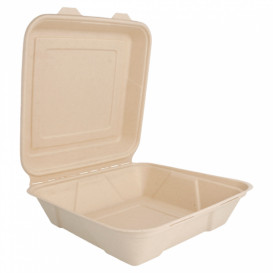 Suikerriet Gescharnierd Container "Menu Box" 22,5x22,5x7,5cm (200 stuks)