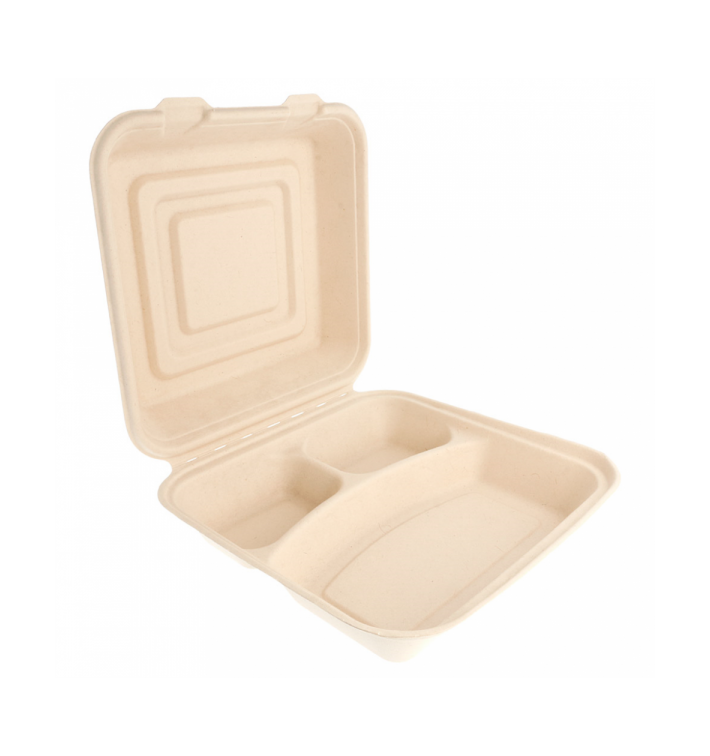 Boîte en Canne à Sucre Naturel 3C 250x250x75mm (50 Utés) Boîte en Canne à Sucre Naturel 3C 250x250x75mm (50 Utés)