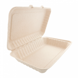 Boîte Canne à Sucre Couvercle à charnière Naturel 335x230x75mm (50 Utés)