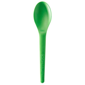 Stof gebaseerd op Maizena CPLA composteerbare lepel groen 15,0 cm (50 stuks) 