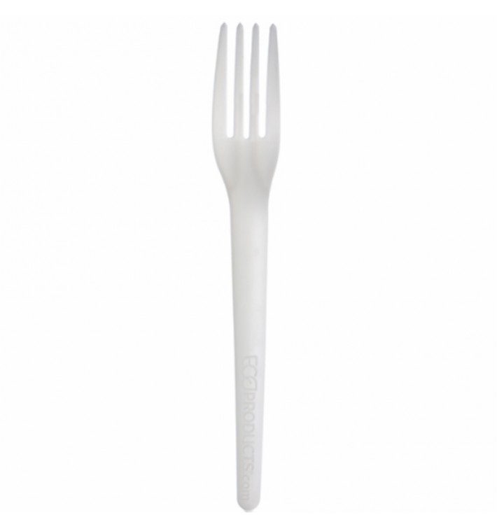 Stof gebaseerd op Maizena CPLA composteerbare vork wit 17,0 cm (1.000 stuks)