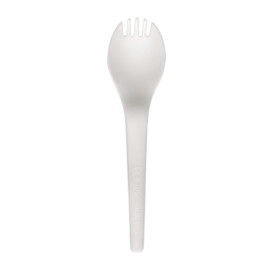 Stof gebaseerd op Maizena CPLA composteerbare Spork wit 15,0 cm (50 stuks) 