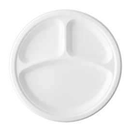 Assiette Canne à Sucre Bagasse 3C Blanc Ø25,3 cm (50 Utés)