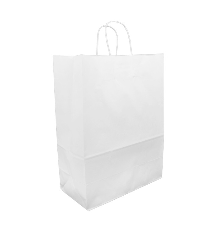 Papieren zak met handgrepen kraft wit 90g 32+16x43cm (250 stuks)