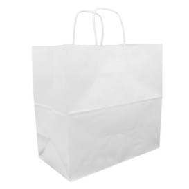 Sac en Papier Kraft Blanc avec Anses 90g 32+16x31 cm (50 Utés)