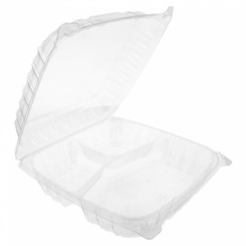 Plastic scharnierende Deli-Container OPS 3 Compartmenten "transparant Seal" 4070ml (100 stuks)