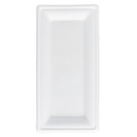 Plateau Canne à Sucre Bagasse Blanc 25,5x12,7 cm (50 Utés)