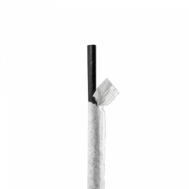 Paille Droite Papier Noir Emballée à Blanc Ø6mm 21cm (6000 Utés)