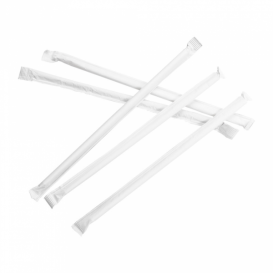 Paille Papier Blanc Emballée Blanc Ø6mm 21cm (6000 Utés)