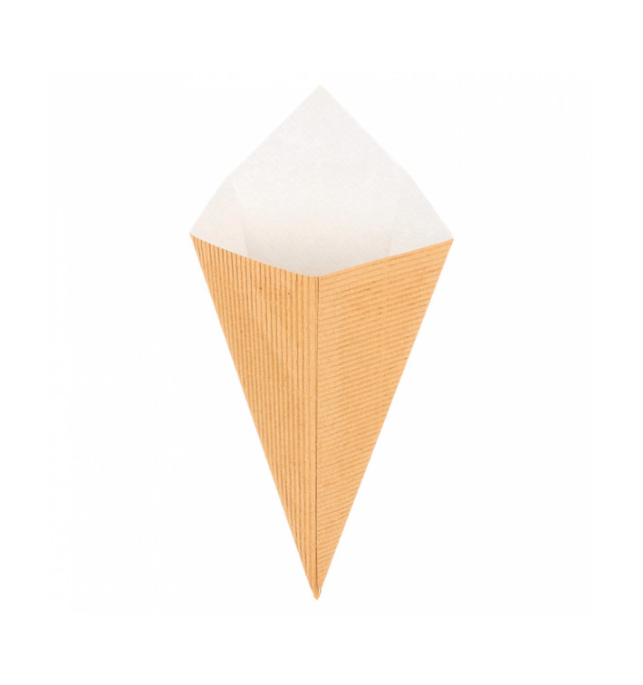 Cornet Ondulé Carton Kraft 220mm 100g (800 Unités) Cornet Ondulé Carton Kraft 220mm 100g (800 Unités)
