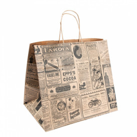 Sac Papier Kraft Naturel Times et Anses 26+14x32 cm (50 Utés)