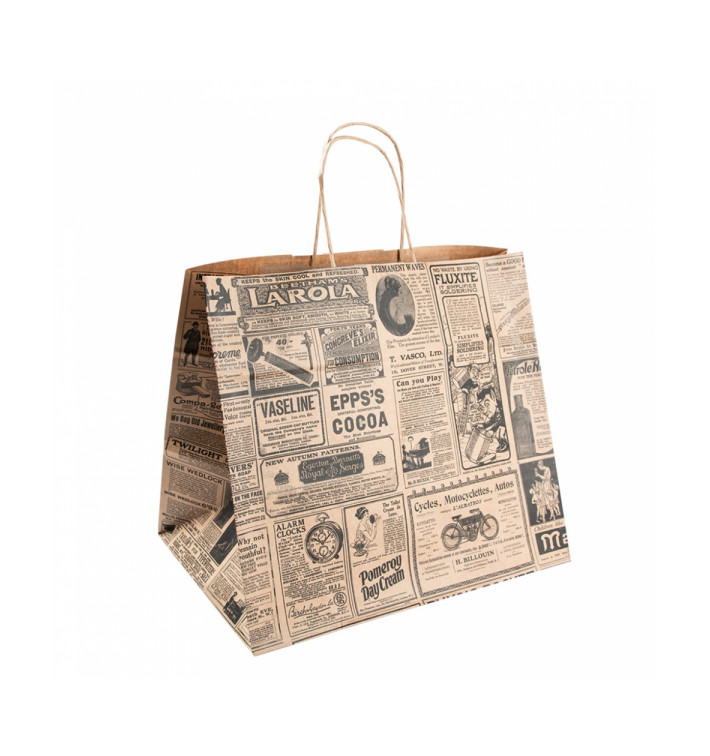 Papieren zak met handgrepen kraft "Times" 80g 26+14x32cm (250 stuks) Papieren zak met handgrepen kraft "Times" 80g 26+14x32cm (250 stuks)