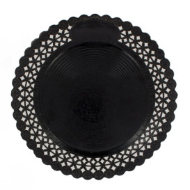 Assiette en Carton Ronde Dentelle Noir 20 cm (100 Utés)